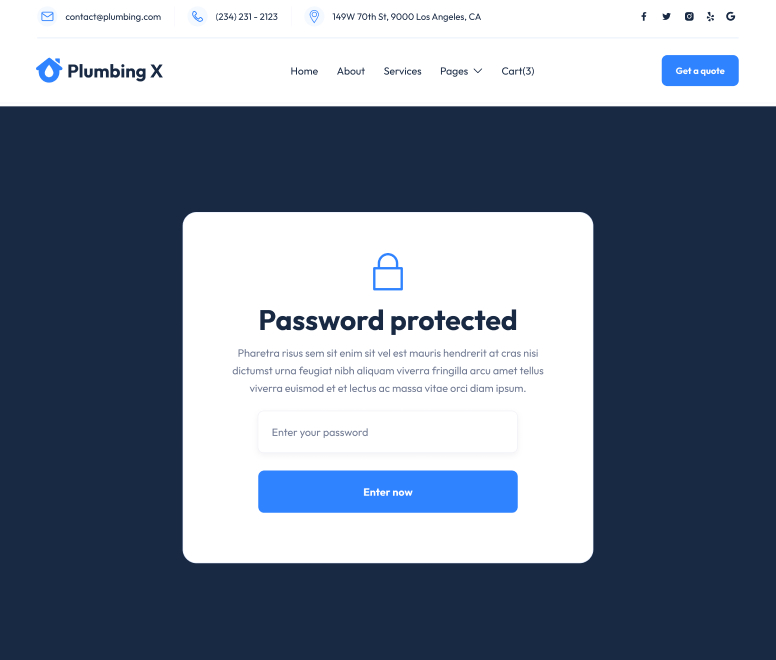 Password Protected - Plumbing X Webflow Template